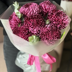 Букет "Виноградный" из 7 хризантем Бигоуди в Кашире