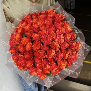 Букет 75 огненных роз (40 см) в Кашире
