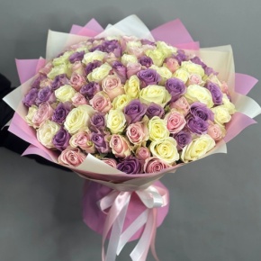 Букет из 101 розы пастельный микс (40 см) в Кашире