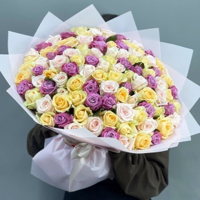 Букет "Желаю тебе" из 101 розы микс (50 см) в Кашире