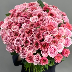 Нежный букет из 101 розы Риджентс парк и Аваланж микс  (70 см) в Кашире
