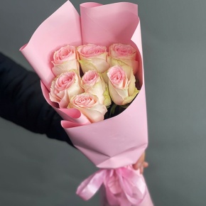 Букет 7 Кенийских розовых роз (40 см) в Кашире