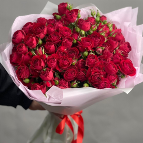 Букет из 17 красных кустовых пионовидных роз (50 см) в Кашире