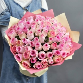 Букет из 75 розовых роз кения (40 см) в Кашире